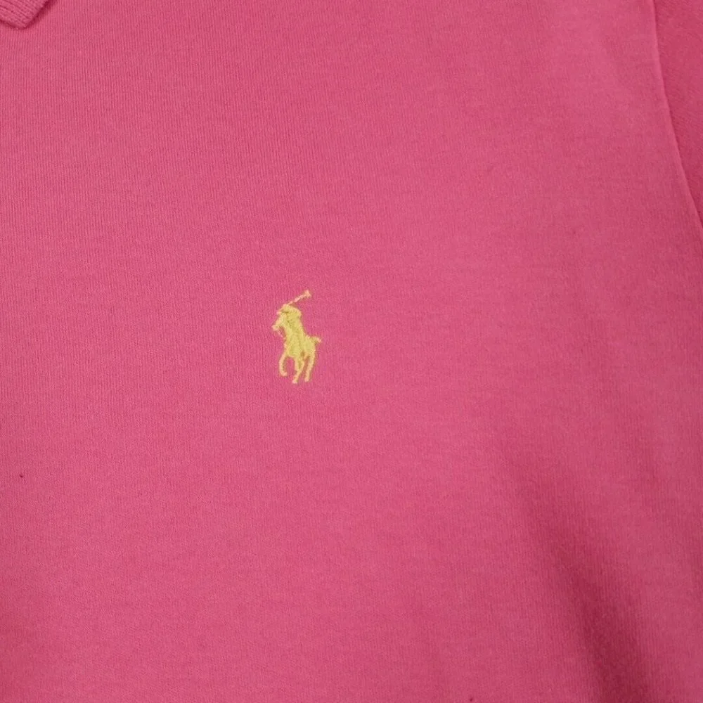 Ralph‎ Lauren Sport Boys Shirt Polo Pink L Logo Pony Cotton Button Collar